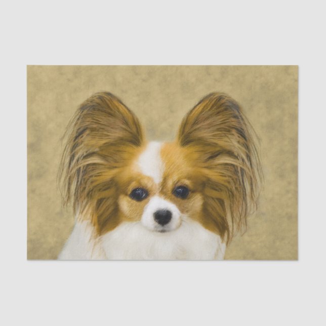 Papel De Seda Pintura de Papillon (Hound Tri) - Arte de Cão Orig (Frente )