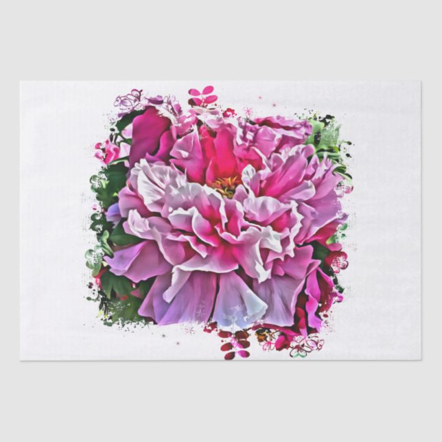 Papel De Seda *~* Pintura de Peony Rosa Arte - Pintura Artística (Frente )