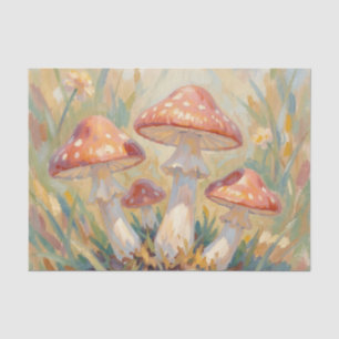 Papel De Seda Pintura de Prado de Cogumelos Vermelhos Caprichoso