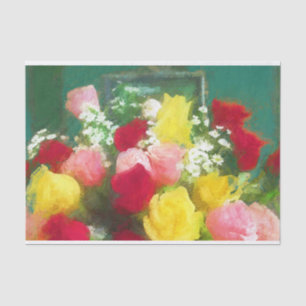 Papel De Seda Pintura de Rose Bouquet - Arte Flor Original Custa