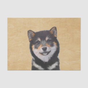 Papel De Seda Pintura de Shiba Inu (Preto e Latão) - Arte Canina