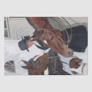 Papel De Seda Pintura de Vintage em Cavalo de Mulher