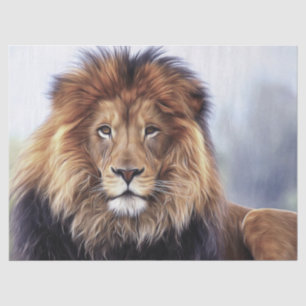 Papel De Seda Pintura Digital De Óleo De Leão Masculino Africa