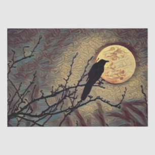 Papel De Seda Pintura Digital de outono de Lua e Cromagem