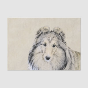 Papel De Seda Pintura do Sheepdog de Shetland - arte original