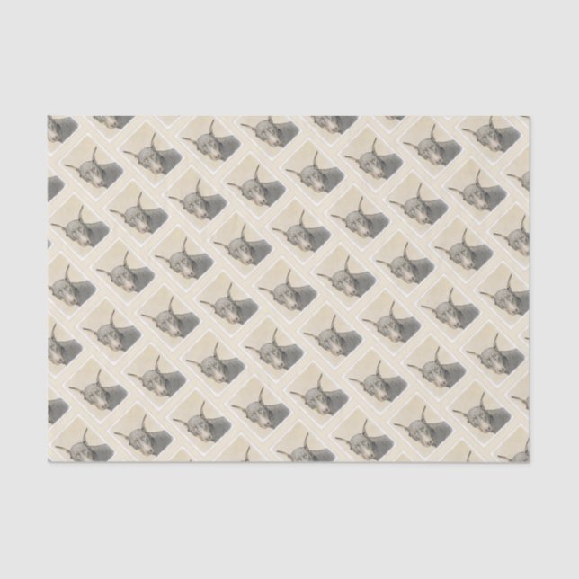 Papel De Seda Pintura Doberman Pinscher - Arte Original para Cac (Frente )