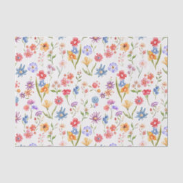 Papel De Seda Pintura em Aquarela de Flor Silvestre Azul Roxo Ve