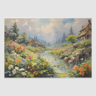 Papel De Seda Pintura em Aquarela "Murmurios da Água do Rio"