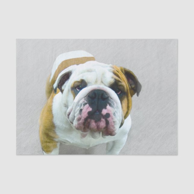Papel De Seda Pintura em Bulldog - Arte Cão Original Bonita (Frente )