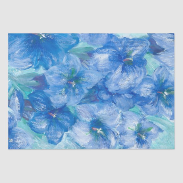 Papel De Seda Pintura em flor selvagem azul (Frente )