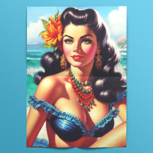 Papel De Seda Pintura em Pino-up na praia do Vintage