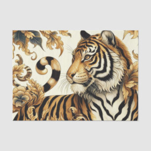 Papel De Seda Pintura em Tigre do Ouro Vintage