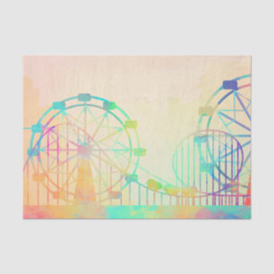 Papel De Seda Pintura em Watercolor Arte Ferris Wheel Fairground