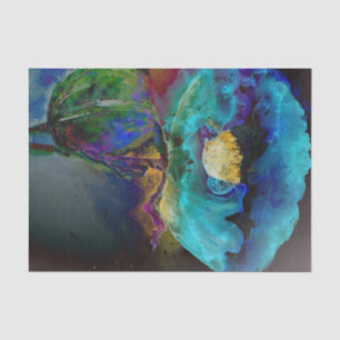 Papel De Seda Pintura floral romântica elegante de teal