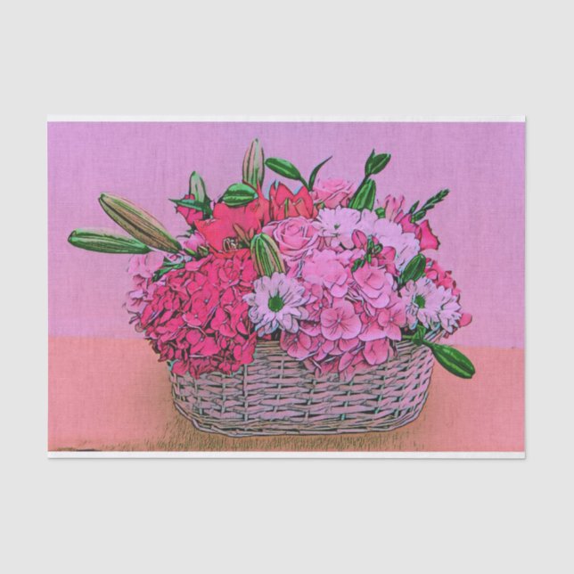 Papel De Seda Pintura na cesta das flores (Frente )
