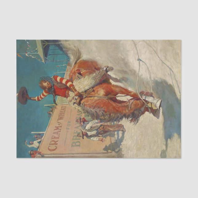 Papel De Seda Pintura ocidental de N C Wyeth “O Rodeio” (Frente )