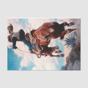 Papel De Seda Pintura Ocidental de NC Wyeth “Bucking”