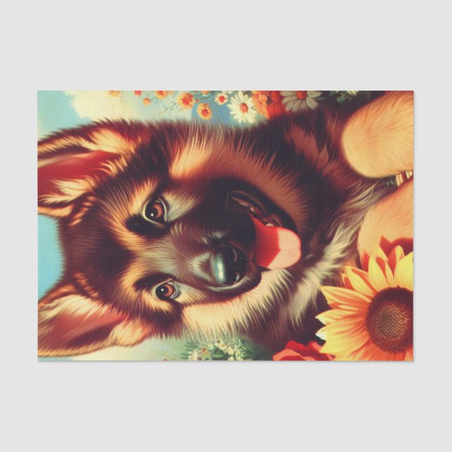 Papel De Seda Pintura para pinos de German shepherd cômodo (Frente )