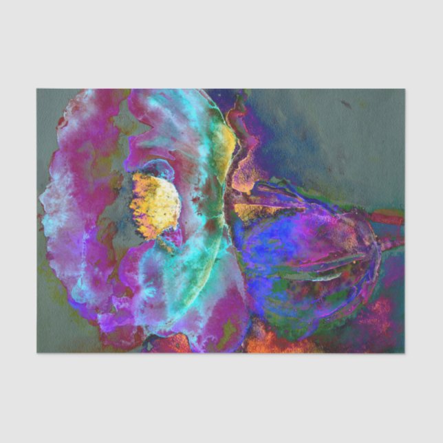 Papel De Seda Pintura romântica elegante de flores de pétalas ro (Frente )