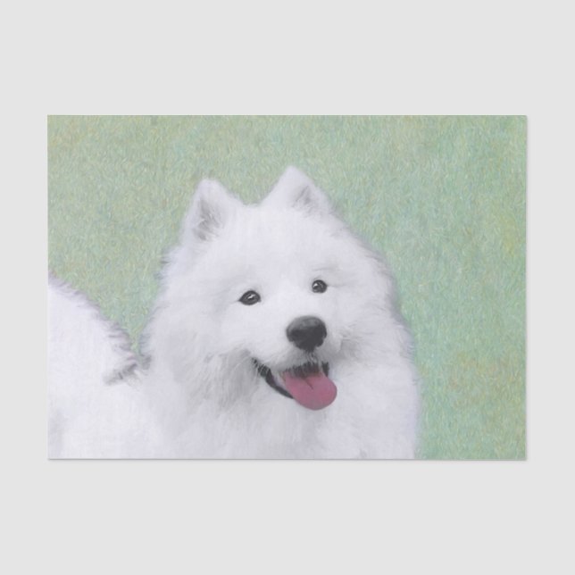 Papel De Seda Pintura Samoyed - Arte Cachorosa Original (Frente )