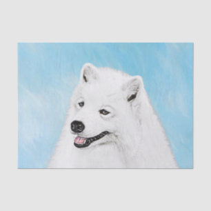 Papel De Seda Pintura Samoyed - Arte Cachorosa Original