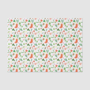 Papel De Seda Pinturas icónicas da aguarela do Natal