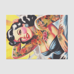 Papel De Seda Pinup de tatuagem de praia do Vintage