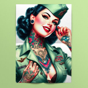 Papel De Seda Pinup Militar Antiga Escola
