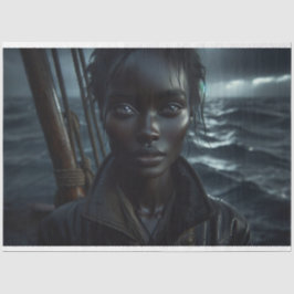 Papel De Seda Pirata Afro-Americana em uma Decoupage do Oceano S