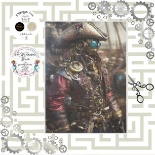 Papel De Seda Pirata Cyborg de Decoupage Steampunk