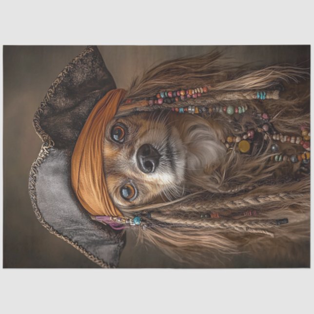 Papel De Seda Pirata de Dachshund de Cabelo Decoupage (Frente )