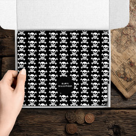 Papel De Seda Pirata Halloween da Caveira e Ossos Cruzados