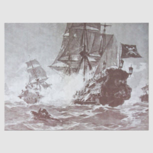Papel De Seda PIRATE NAVIO BATALHA Cinza Negra