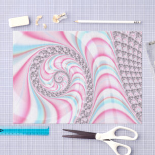 Papel De Seda Pirulito Espiral Fractal Rosa Azul Pastel