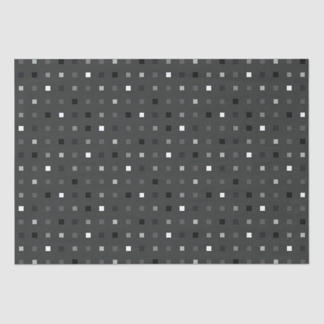 Papel De Seda Píxel de Cinza Negra sem costura (Frente )