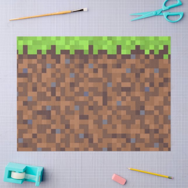 Papel De Seda Pixel grass gamer birthday  (Arte )