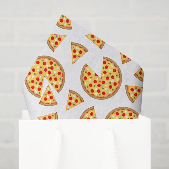 Papel De Seda Pizza divertida legal e padrão de fatias em branco (Sacola de presentes)