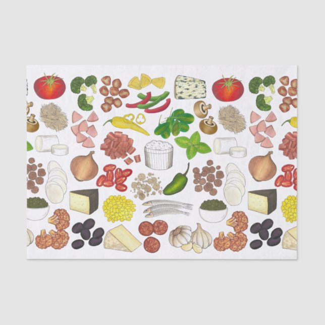 Papel De Seda Pizza Party Topping Italiana Comida Pizzeria Pie (Frente )