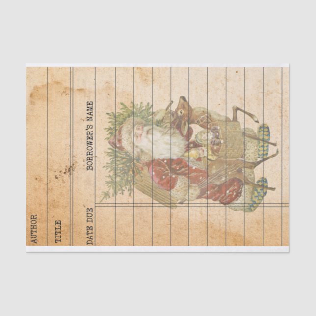 Papel De Seda Placa de Biblioteca do Santa Claus para natais vin (Frente )