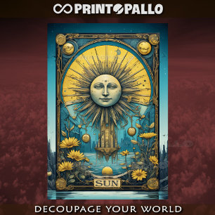 Papel De Seda Placa Vintage Tarot Sun