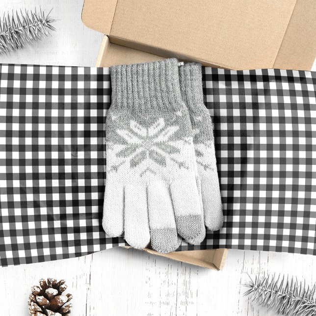 Papel De Seda Plaid de Buffalo Preto e Branco Natal (Criador carregado)