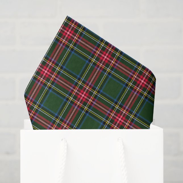 Papel De Seda Plaid Natal Verde (Sacola de presentes)