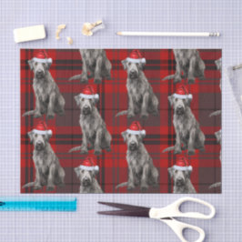 Papel De Seda Plaid Vermelho de Natal do Cão Irish Wolfhound