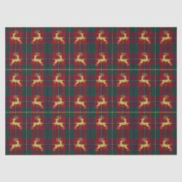 Papel De Seda Plaid Xadrez Tradicional de Natal com Rena