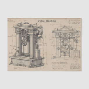 Papel De Seda Plano de Máquina do Tempo Vintage