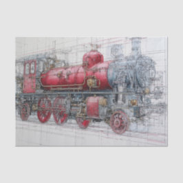 Papel De Seda Plano de Trem a Vapor Antigo