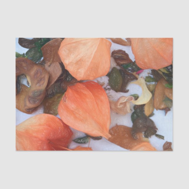 Papel De Seda Planta Lanternas Chinesas Laranja de Outono (Frente )