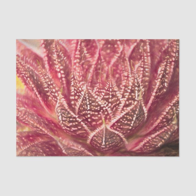 Papel De Seda Planta Suculenta de Cacto Vermelho Decoupage Botân (Frente )
