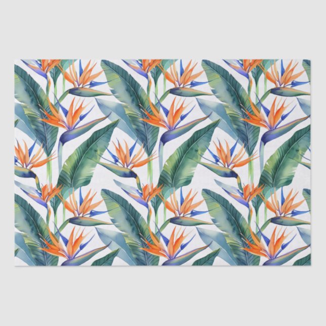 Papel De Seda Plantas tropicais e padrão de flores (Frente )