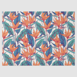 Papel De Seda Plantas tropicais e padrão de flores